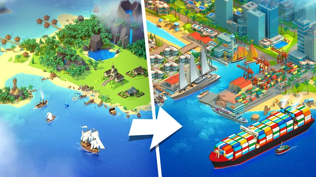 Sea Port: Cargo Boat Tycoon (Си Порт)  [МОД Бесконечные монеты] Screenshot 1