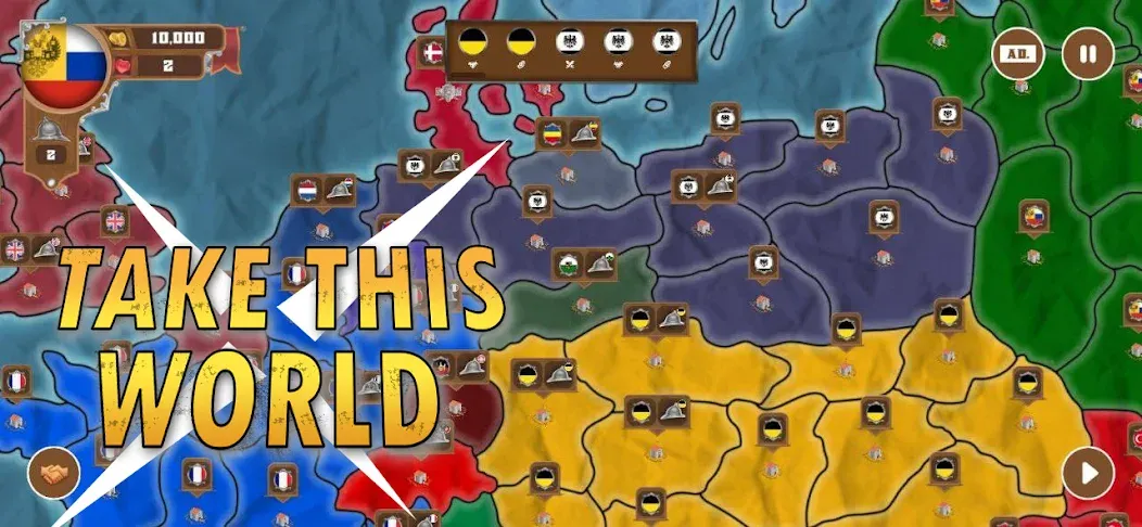 World conquest: Europe 1812 (Всемирное завоевание)  [МОД Много монет] Screenshot 1