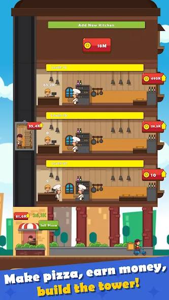 Pizza Tower: Idle Tycoon (Пицца Тауэр)  [МОД Бесконечные монеты] Screenshot 2