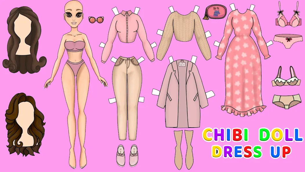 Doll Dress Up Makeup Girl Game (Чиби кукла одевает девушку игры)  [МОД Меню] Screenshot 4