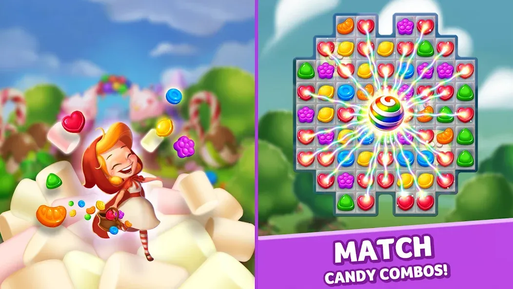 Lollipop & Marshmallow Match3  [МОД Unlimited Money] Screenshot 5