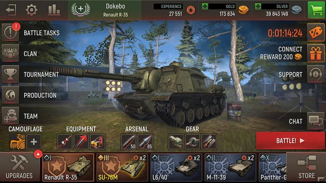 Battle Tanks: Tank Games WW2 (Бэтл Тэнкс)  [МОД Все открыто] Screenshot 4