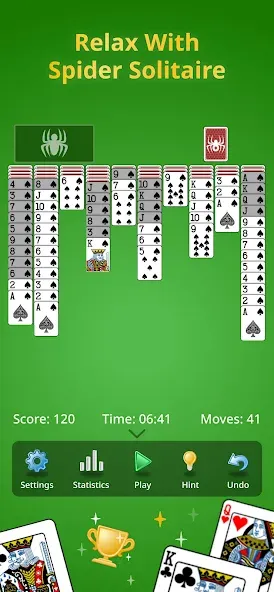 Spider Solitaire Classic  [МОД Бесконечные деньги] Screenshot 1