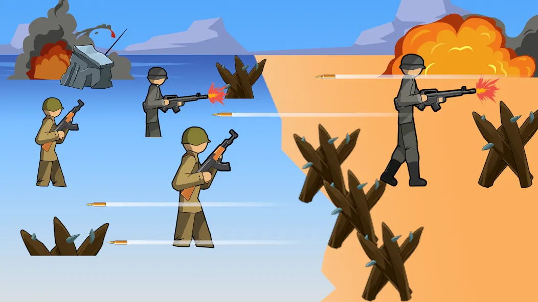 Stickman WW2 (Стикмэн Вторая Мировая война)  [МОД Бесконечные монеты] Screenshot 1