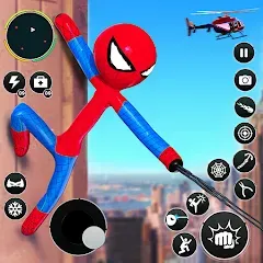 Скачать взлом Flying Stickman Rope Hero Game  [МОД Mega Pack] - последняя версия apk на Андроид