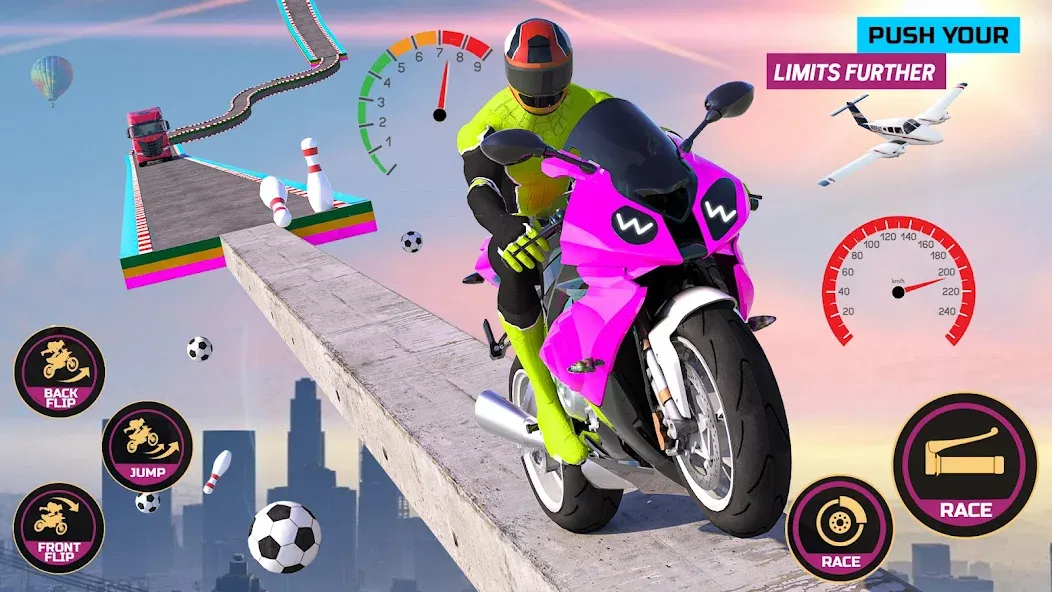 Racing Bike Stunt Games Master (Гонки на мотоциклах Мастер игр в трюки)  [МОД Меню] Screenshot 1