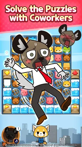 Aggretsuko : Match 3 Puzzle (Аггретсуко)  [МОД Бесконечные монеты] Screenshot 2