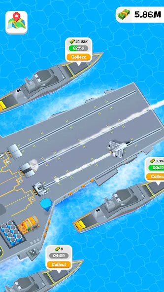 Idle Aircraft Carrier (Айдл Эйркрафт Кэрриер)  [МОД Много монет] Screenshot 3