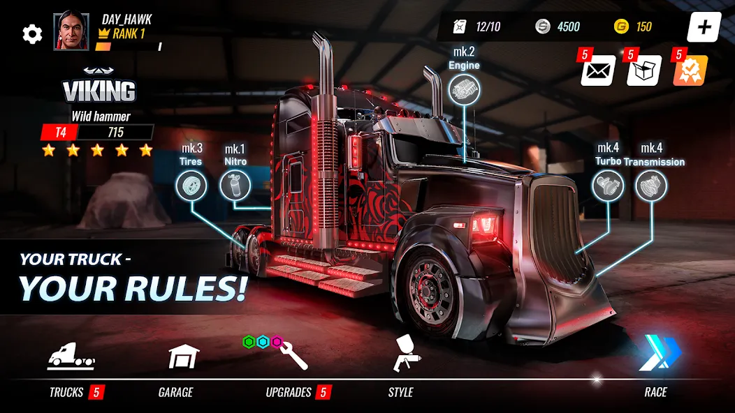 Big Rig Racing: Drag racing (Биг Риг Рейсинг)  [МОД Unlimited Money] Screenshot 1