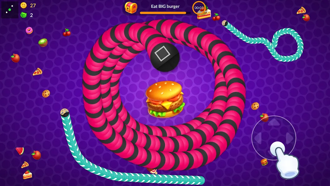 Snake vs Worms: Fun .io Zone  [МОД Много монет] Screenshot 1