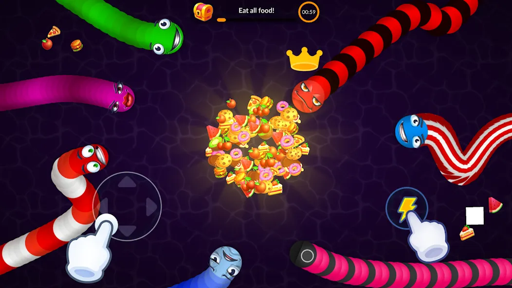 Snake vs Worms: Fun .io Zone  [МОД Много монет] Screenshot 4