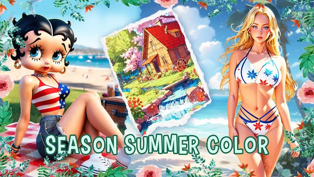 Season Summer Coloring Games  [МОД Бесконечные монеты] Screenshot 5