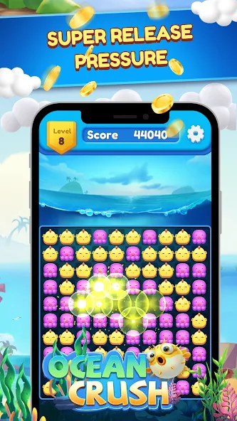 Ocean Crush-Matching Games (Оушен Краш)  [МОД Бесконечные монеты] Screenshot 5