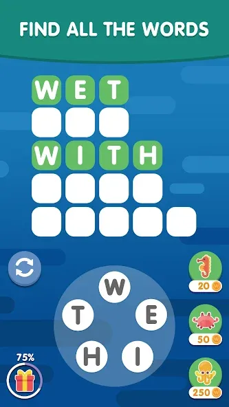 Word Search Sea: Word Puzzle  [МОД Много монет] Screenshot 3