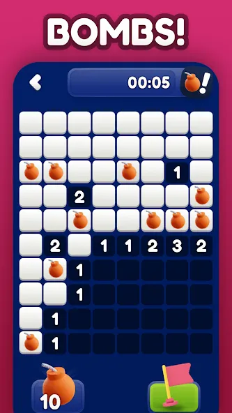 Minesweeper Bomb Mines Game (Майнсвипер разблокирует уровни Марка)  [МОД Бесконечные монеты] Screenshot 3