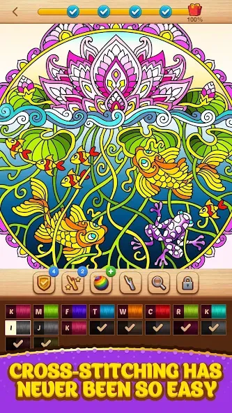 Cross Stitch Coloring Mandala (Кроссстиль раскрашивание мандала)  [МОД Mega Pack] Screenshot 2