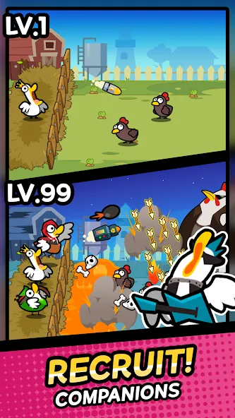 Duck vs Chicken : Idle Defense (Дак против Чикен)  [МОД Бесконечные деньги] Screenshot 2