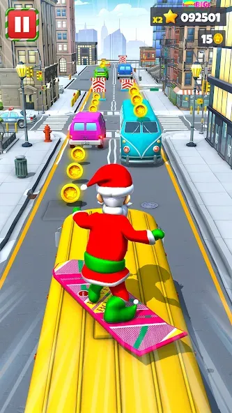 Xmas Santa Surfer Running Game (Ксмас Санта Серфер Раннинг Гейм)  [МОД Бесконечные деньги] Screenshot 1