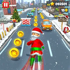 Скачать взлом Xmas Santa Surfer Running Game (Ксмас Санта Серфер Раннинг Гейм)  [МОД Бесконечные деньги] - стабильная версия apk на Андроид