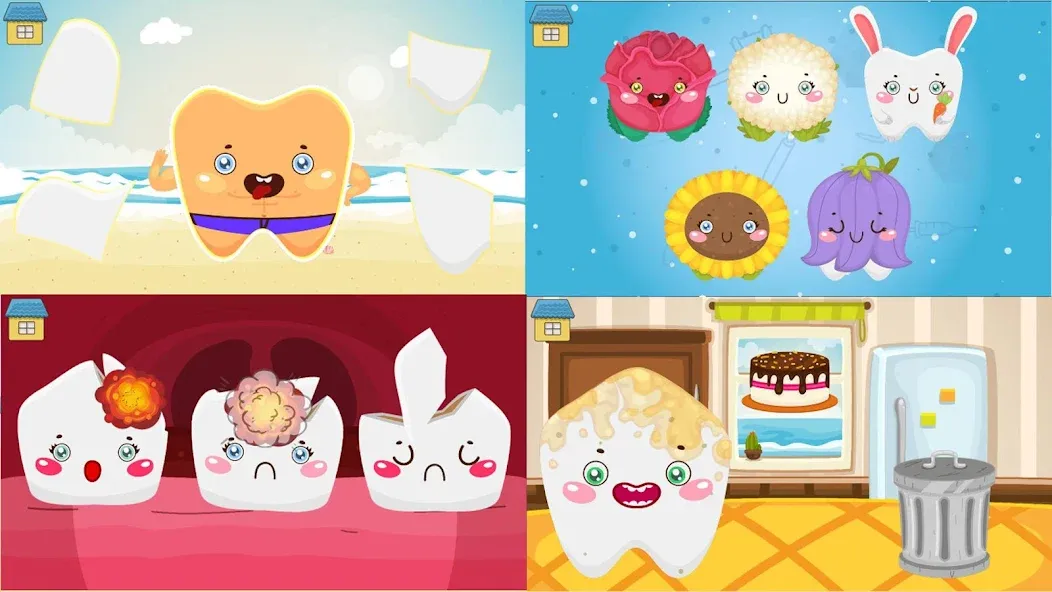 Funny Teeth kids dentist care!  [МОД Бесконечные монеты] Screenshot 1