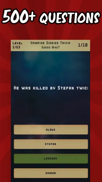 Vampire Diaries Quiz Trivia (Вампирские дневники викторина виктрия)  [МОД Unlimited Money] Screenshot 1