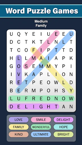 Word Search: Word Find (Ворд Срч)  [МОД Бесконечные монеты] Screenshot 2