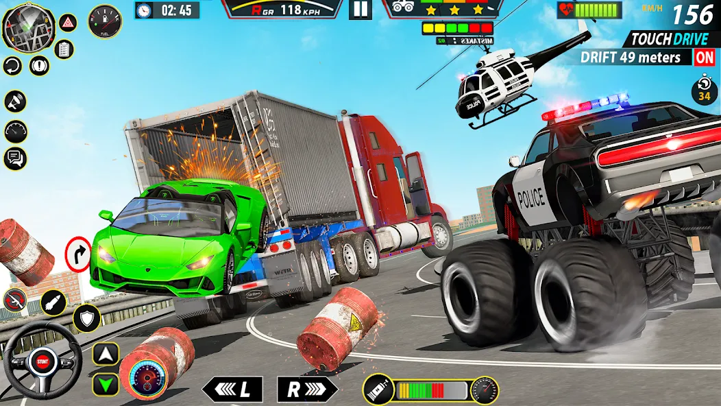 Police Monster Truck Car Games  [МОД Бесконечные деньги] Screenshot 2