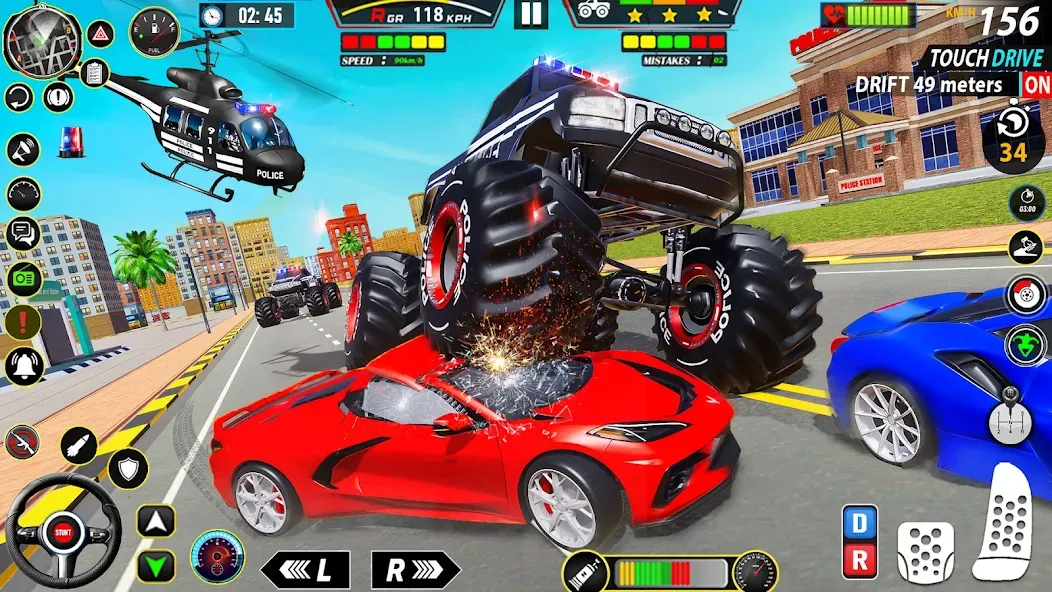 Police Monster Truck Car Games  [МОД Бесконечные деньги] Screenshot 5