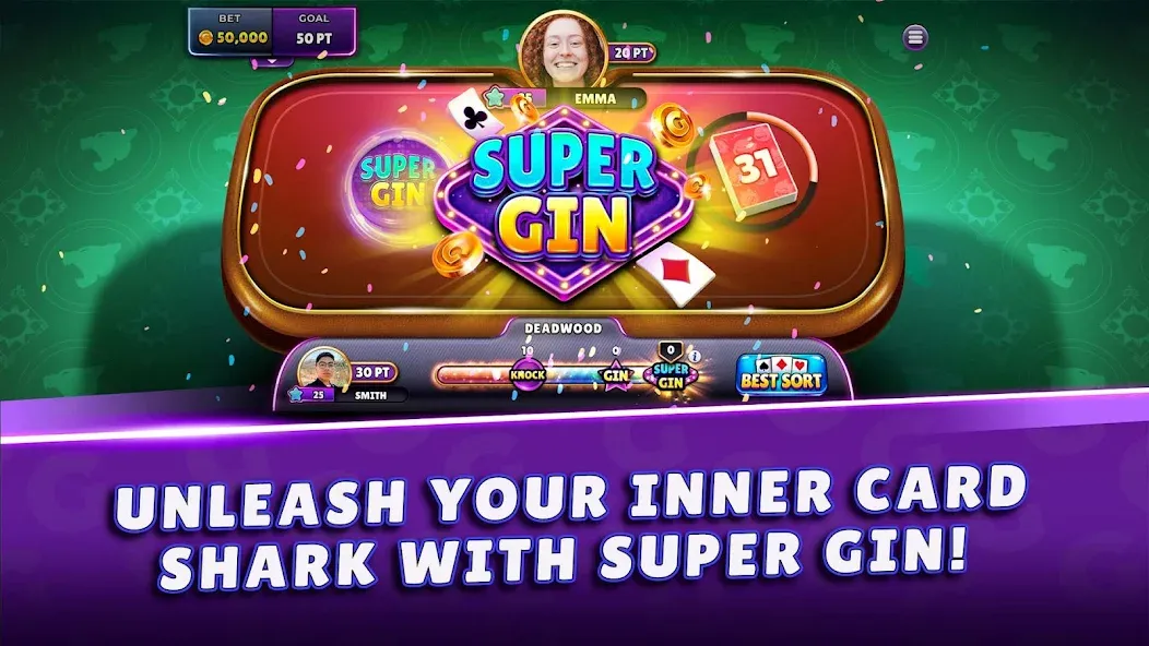 Gin Rummy Super - Card Game (Джин Рамми Супер)  [МОД Много монет] Screenshot 1