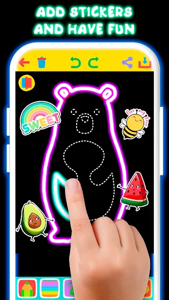 Drawing For Kids - Glow Draw  [МОД Бесконечные деньги] Screenshot 2