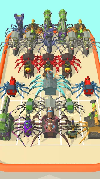 Merge Spider Train  [МОД Бесконечные монеты] Screenshot 2