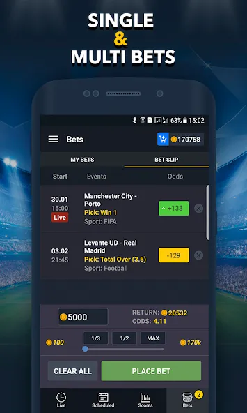 Sports Betting Game - BETUP  [МОД Много денег] Screenshot 5