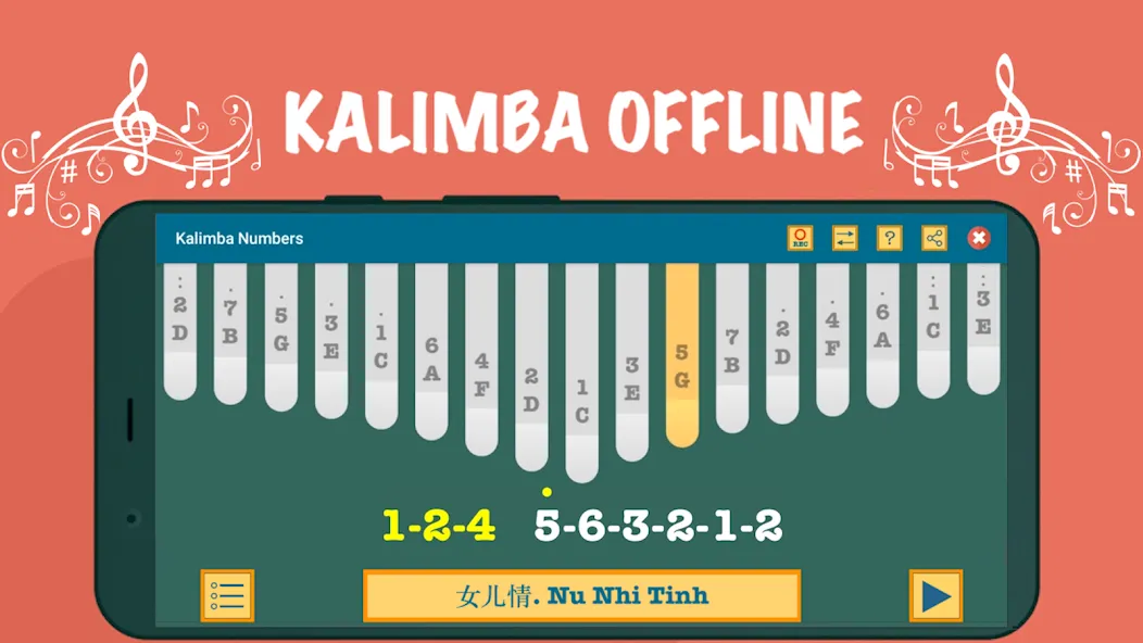 Kalimba App With Songs Numbers (Калимба приложение с песнями и цифрами)  [МОД Unlimited Money] Screenshot 1